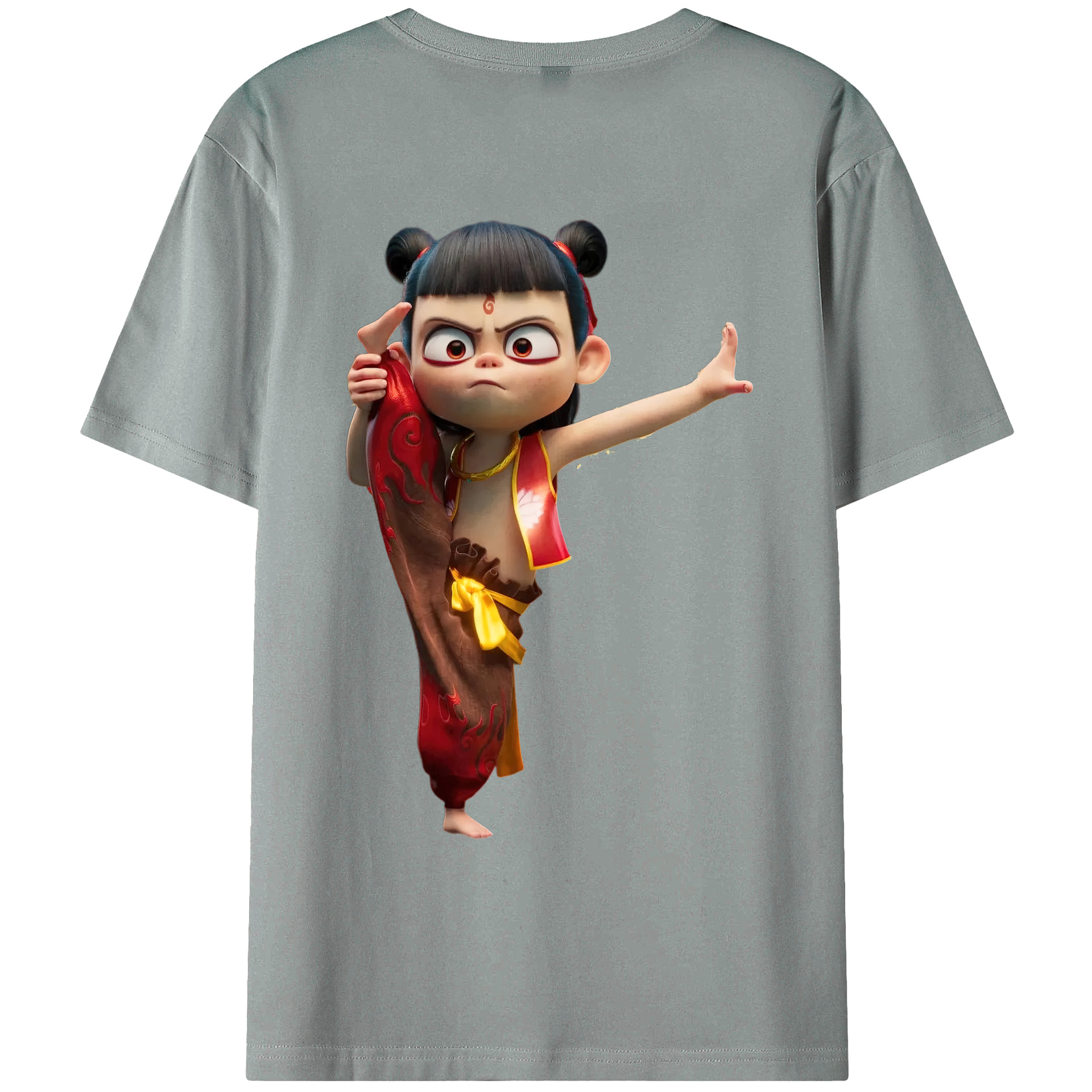 （画像用） Ne Zha 2 ナタ 魔童の大暴れ 綿100％ メンズ半袖Tシャツ（バックプリント） 通気性